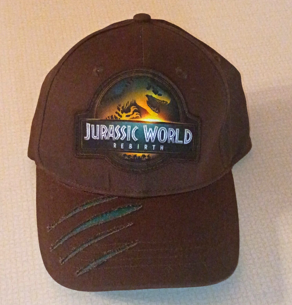Jurassic World Rebirth Brown Baseball Cap w/ Claw slash teal accents